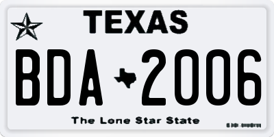 TX license plate BDA2006