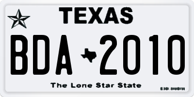 TX license plate BDA2010