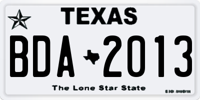 TX license plate BDA2013