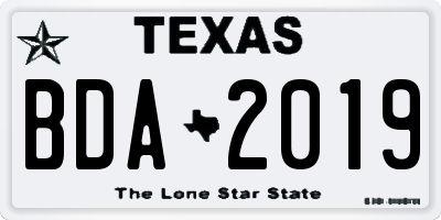 TX license plate BDA2019