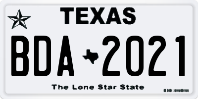 TX license plate BDA2021