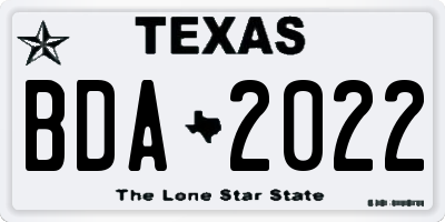 TX license plate BDA2022