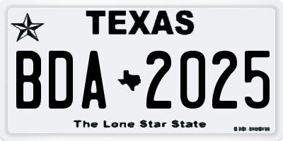 TX license plate BDA2025