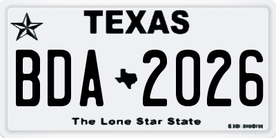 TX license plate BDA2026