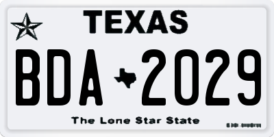 TX license plate BDA2029
