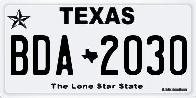 TX license plate BDA2030