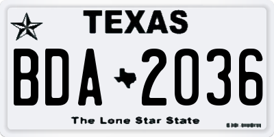 TX license plate BDA2036