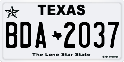 TX license plate BDA2037