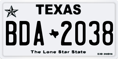 TX license plate BDA2038