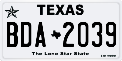 TX license plate BDA2039