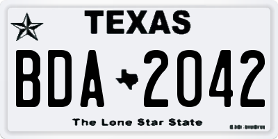 TX license plate BDA2042