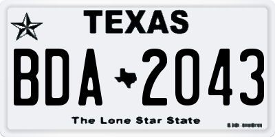 TX license plate BDA2043