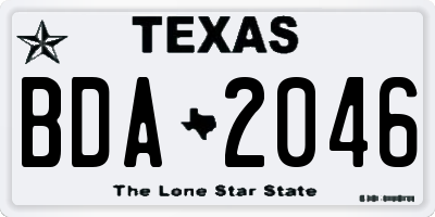 TX license plate BDA2046