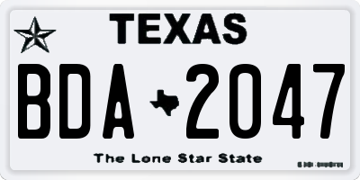 TX license plate BDA2047