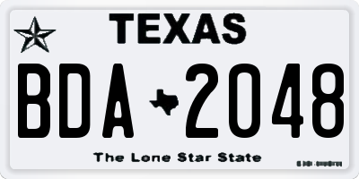 TX license plate BDA2048
