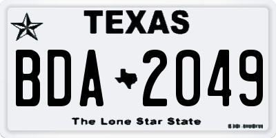 TX license plate BDA2049