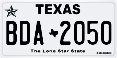 TX license plate BDA2050