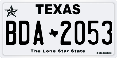TX license plate BDA2053