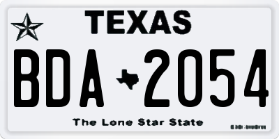 TX license plate BDA2054