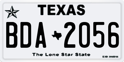 TX license plate BDA2056