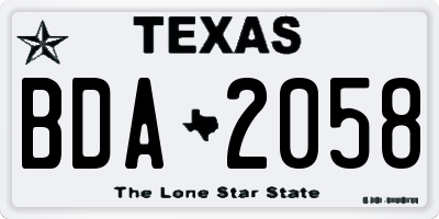 TX license plate BDA2058