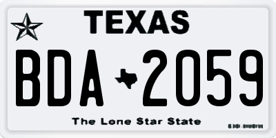 TX license plate BDA2059