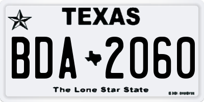 TX license plate BDA2060