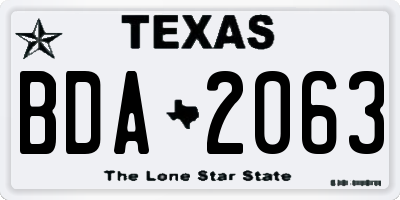TX license plate BDA2063