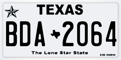 TX license plate BDA2064