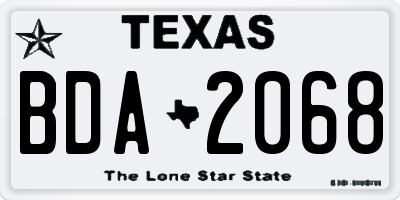 TX license plate BDA2068