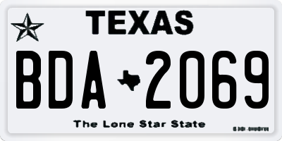 TX license plate BDA2069