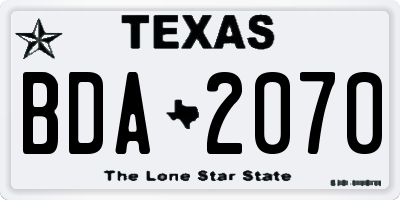 TX license plate BDA2070