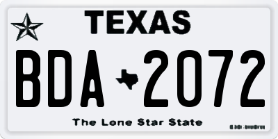 TX license plate BDA2072