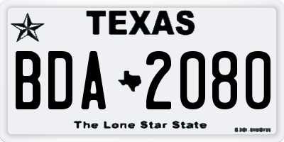 TX license plate BDA2080