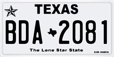 TX license plate BDA2081