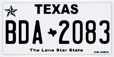 TX license plate BDA2083