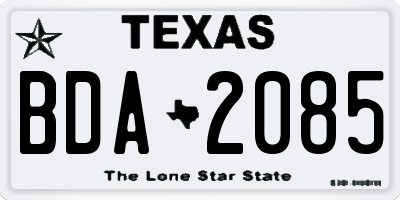TX license plate BDA2085