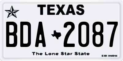 TX license plate BDA2087