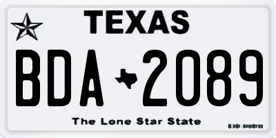 TX license plate BDA2089