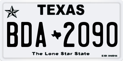 TX license plate BDA2090