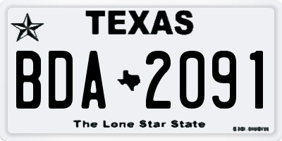 TX license plate BDA2091