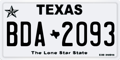 TX license plate BDA2093