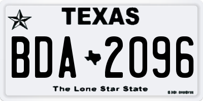 TX license plate BDA2096