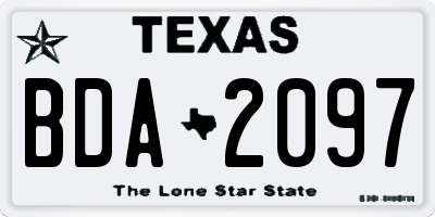 TX license plate BDA2097