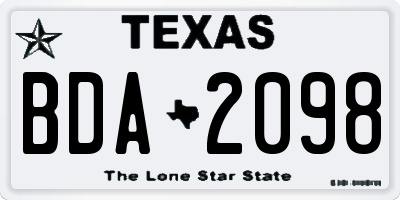 TX license plate BDA2098