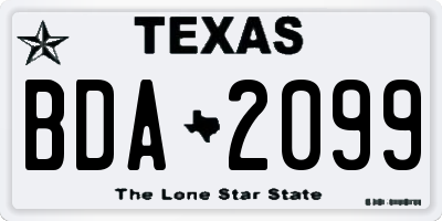 TX license plate BDA2099