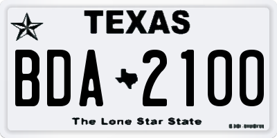 TX license plate BDA2100
