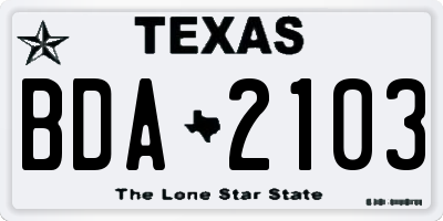 TX license plate BDA2103