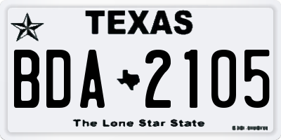TX license plate BDA2105