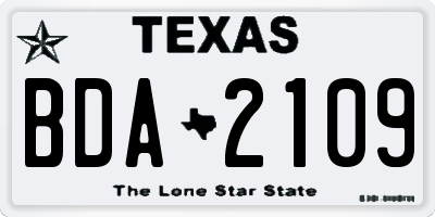 TX license plate BDA2109